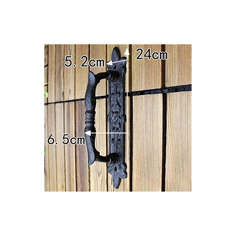Antique Metal Door Handle Heavy Duty Retro Hammered Black Solid
