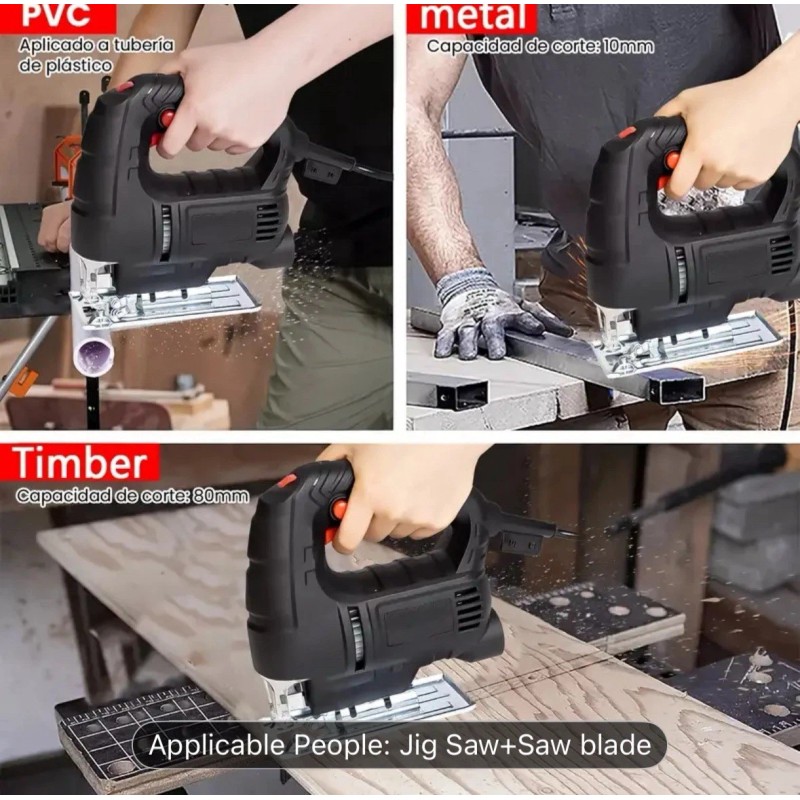 Unbranded Electric Handle Jig Saw Black Variable Speed 45 Degree