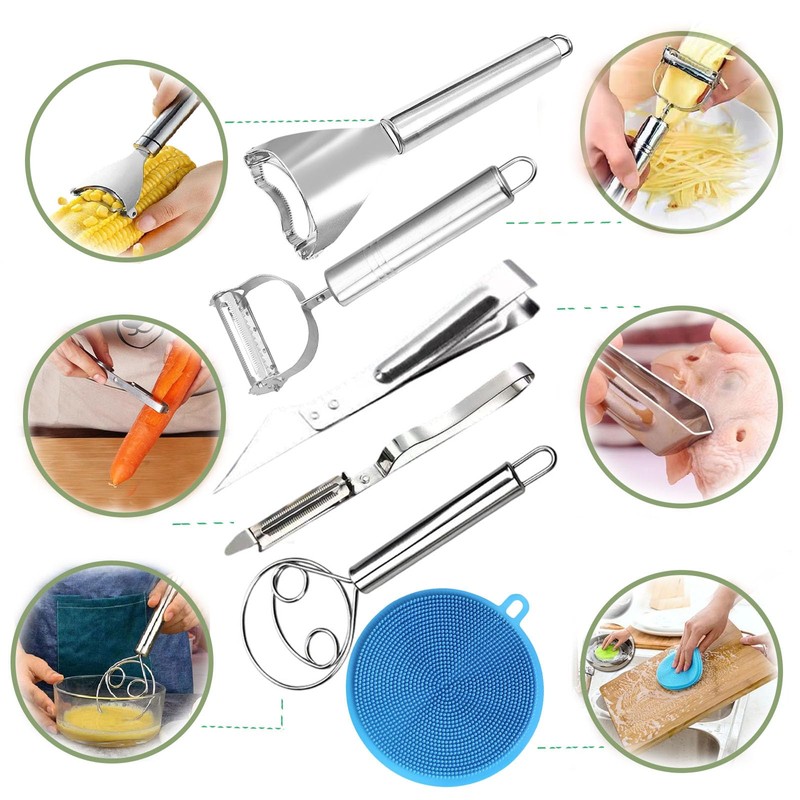 Xzyden 7PCS Titanium Chopping Board Set-Cutting Board 34x23cm Stainless Steel