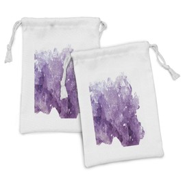 Ambesonne Amethyst Fabric Pouch Set of 2, Fine Art Geological Minerals Mother Nature Stone Rock Close Up Photo Image, Small Drawstring Bag for Toiletries Masks and Favors, 9" x 6", Purple and Violet