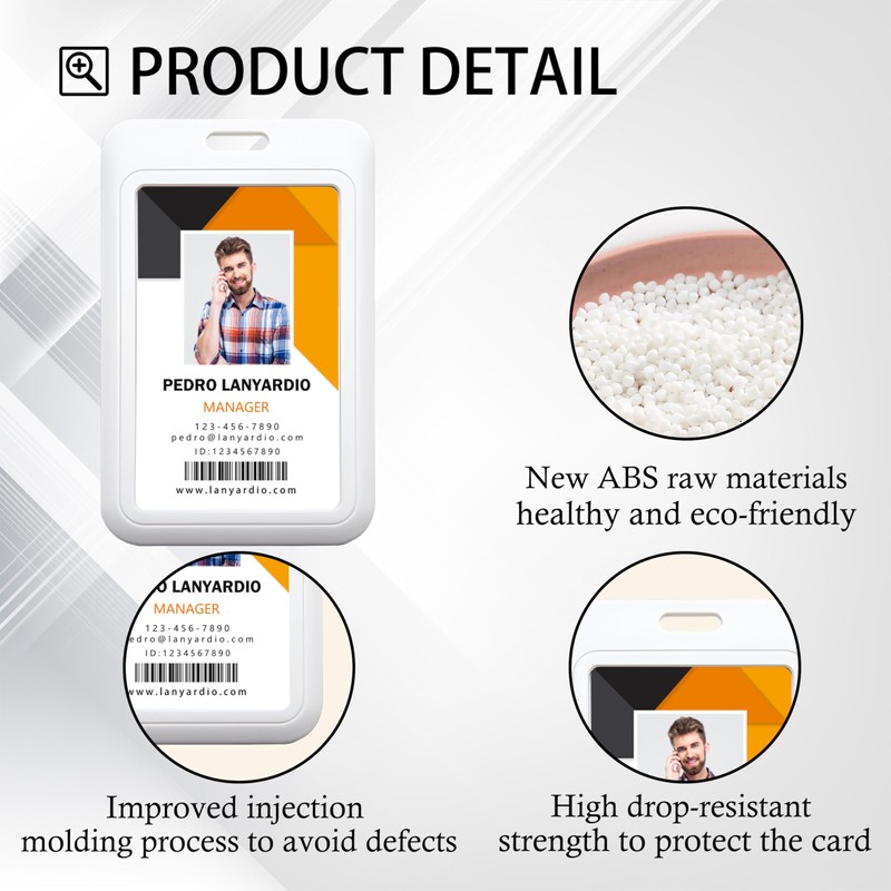 Lanyardio 1 Pack Sliding Vertical ID Badge Holder Hard White