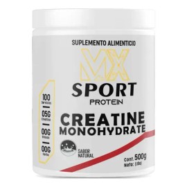 Creatina Monohidratada 500g En Polvo Mx Sport Sabores Natural                                                                                         