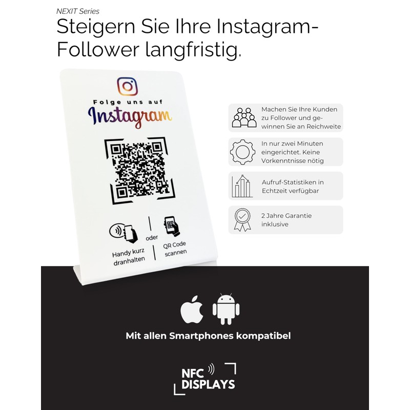 Stand / Sign for Instagram with QR Code and NFC