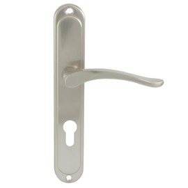 domino Door Handle 72 Handle Set PZ - Profile Cylinder Set | Door Handle for Room Door, Office Door, Cellar Door & Interior Door | L-Shape | Aluminium Door Fittings | Nickel Door Handle Set | BALLEN