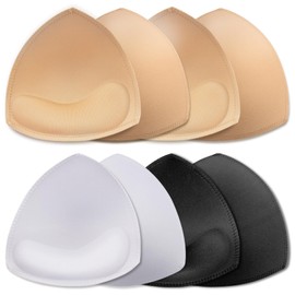 KSang Bra Pads Inserts 4 Pairs - Sewn Edges Breast Padding for Sports Bras Swimsuits Bikini Push up Bra Cups Inserts for B Cup - Beige Black White