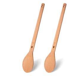 Fisura - Original Wooden Spoon in Shape, Set of 2 Spatulas for Cooking, Beech Spoons, Heat Resistant Kitchen Accessories. (Microphone)