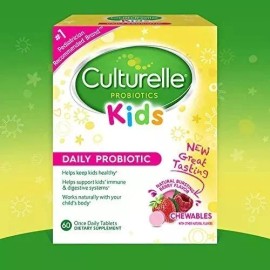Culturelle Kids Probiotico - Probiótico diario, 60 comprimidos masticables