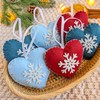 Christmas Ornament Set - Set of 6 Felt Heart Ornaments