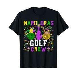 Mardi Gras Golf Crew Cute Masked Beads Player Team T-Shirt