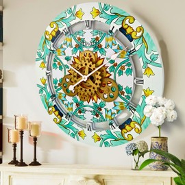 ImprovingLife The Gears Clock 24 inches Round Italy Collection Wall Clock with Moving Gears Italy LINE (Amalfi) TGC24RITALYFAMILY