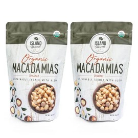 Island Harvest Organic Macadamia Nuts - 100% Hawaiian Keto Friendly Nuts, All-Natural Non-GMO Unsalted Macadamia Nuts, Dry Roasted Nuts High In Fiber (2 Pack)