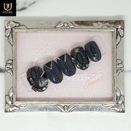 Black Diamond Handmade Nail Tips - Short Round Square / 블랙다이아 수제네일팁 - 숏라운드스퀘어
