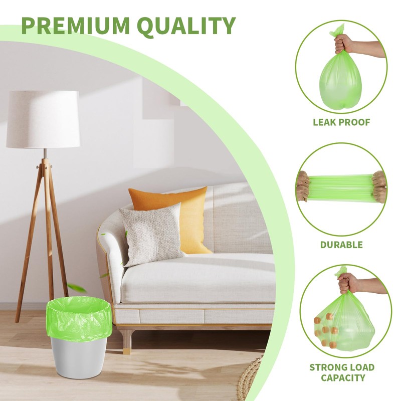 Magesh 105 Count 4 Gallon Small Trash Bags, Green, Transparent,