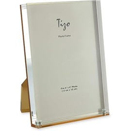 Tizo 4" X 6" Acrylic Crystal Clear Photo Frame, Gold Backing,…