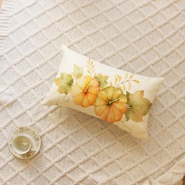 Ogiselestyle Pumpkin Fall Leaves Throw Pillow Cover 12x20 Inch, Seasonal Autumn Thanksgiving Harvest Decoration for Home Sofa Couch