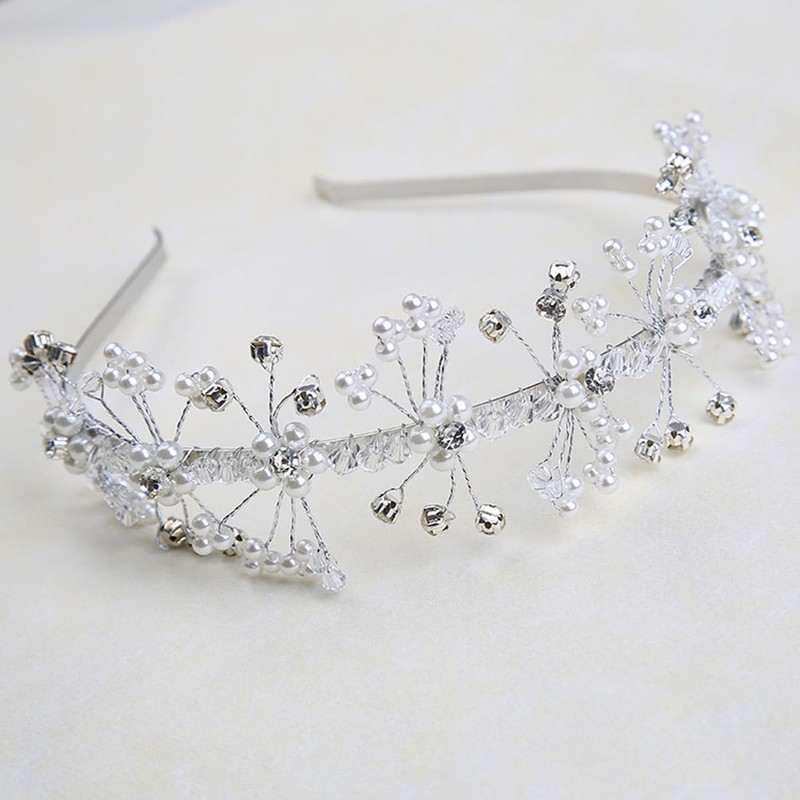 2 PCS Bridal Headbands Princess Headpiece with Crystal Rhinestones Floral