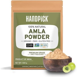 HANDPICK HANDPICK, Amla Powder (500g/17oz) Amalaki | Raw Amla Powder from India | Resealable Zip Lock Pouch, Indian Gooseberry Powder | Perfect for Cooking, Smoothies, Latte & Tea
