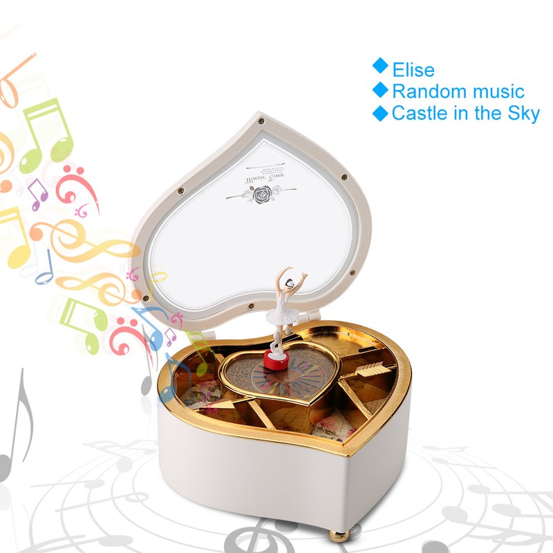 Heart shaped Dance Ballet Music Box Jewelry Spinning Music Box