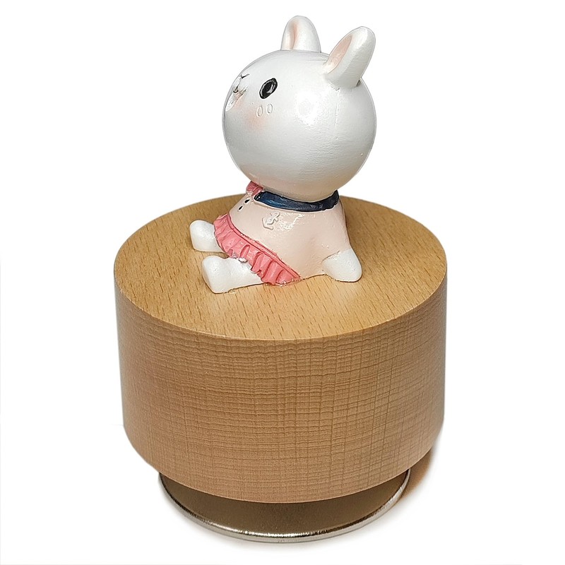 falado Mini Wooden Animal Rotary Music Box with Cute Rabbit