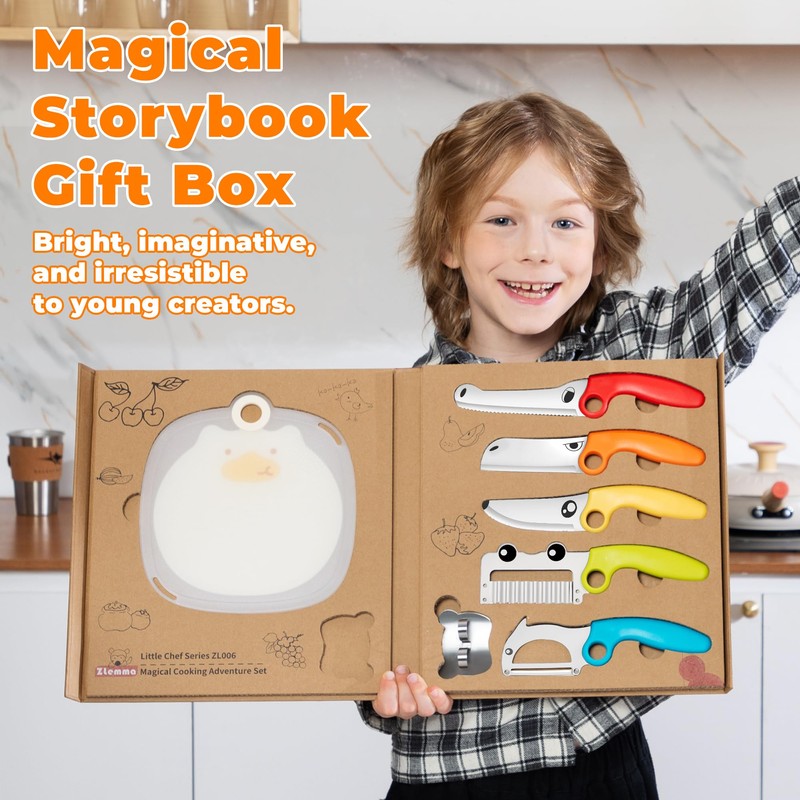 ZLemma Kids Kitchen Knife Set with Magic Book Gift Box