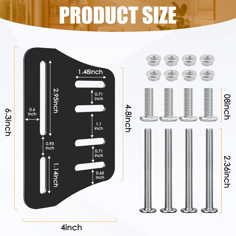 2Pcs Queen Bed Modification Plate, Headboard Attachment Kit, Heavy Duty