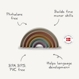 Mushie Rainbow Stacker Toy | 5 Piece Baby & Toddler Stacking Rainbow Toy | Colourful Sorting Toy for Children | Suitable age: +6 Months | Pre-School Learning Toy | Made In Denmark (Sol)