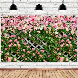 Rustic Flower Wall Backdrop Banner, Family Reunion Backdrop Decoration for Photoshoot, Leaf Fence Floral Backdrops Birthday Party Decoration Wedding Bridal Backdrop Photo Studio Prop, 72X44In