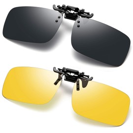 ANNTHOR 2 Pcs Gafas de Sol con Clip para Anteojos Graduados, Gafas de Sol con Clip Flip-Up, Gafas de Sol Polarizadas con Clip para Gafas Graduadas (amarillo y negro)