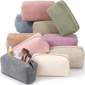 Cosmetic Bag Organizer Travel, Compact Lightweight Accessory for Travel and Daily Use - Paterr 10 Corduroy Makeup Bulk