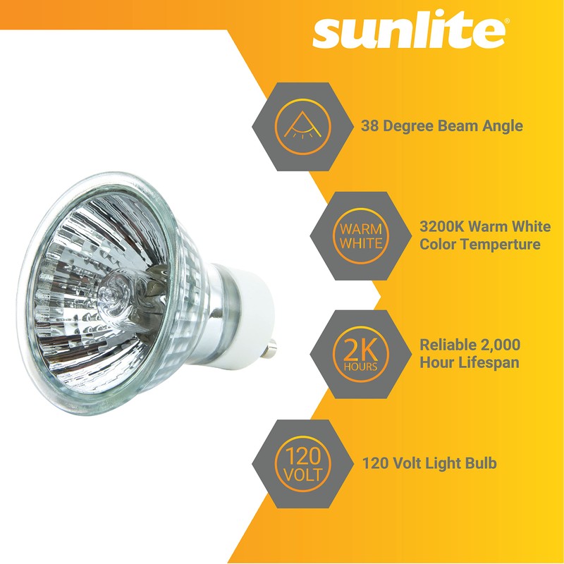 Sunlite 40712 MR16 Halogen Reflector Bulb, 35 Watt, 38° Flood,