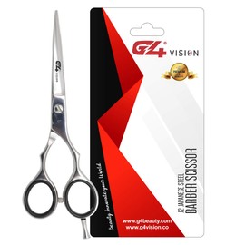 G4 J2 Japanese Steel Barber Hair Cutting Scissors Shears Tempered Stainless Razor Sharp Mustache Haircut Hairdresser (6.5 inch, Silver Shine)
