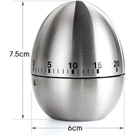 TNSLAND Kitchen Timer, Kitchen Timer, Egg-shaped Funny Egg Timer, Stainless Steel, Rustproof, Kitchen Stopwatch, Hand Wash