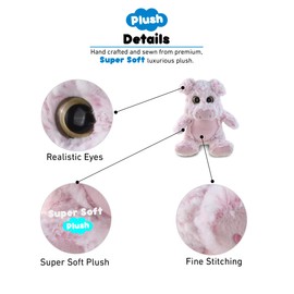 DolliBu Plush Pig Stuffed Animal - Soft Fur Huggable Sitting Pig, Adorable Playtime Pink Pig Plush Toy, Cute Farm Life Cuddle Gift, Super Soft Plush Doll Animal Toy for Kids & Adults - 9 Inch
