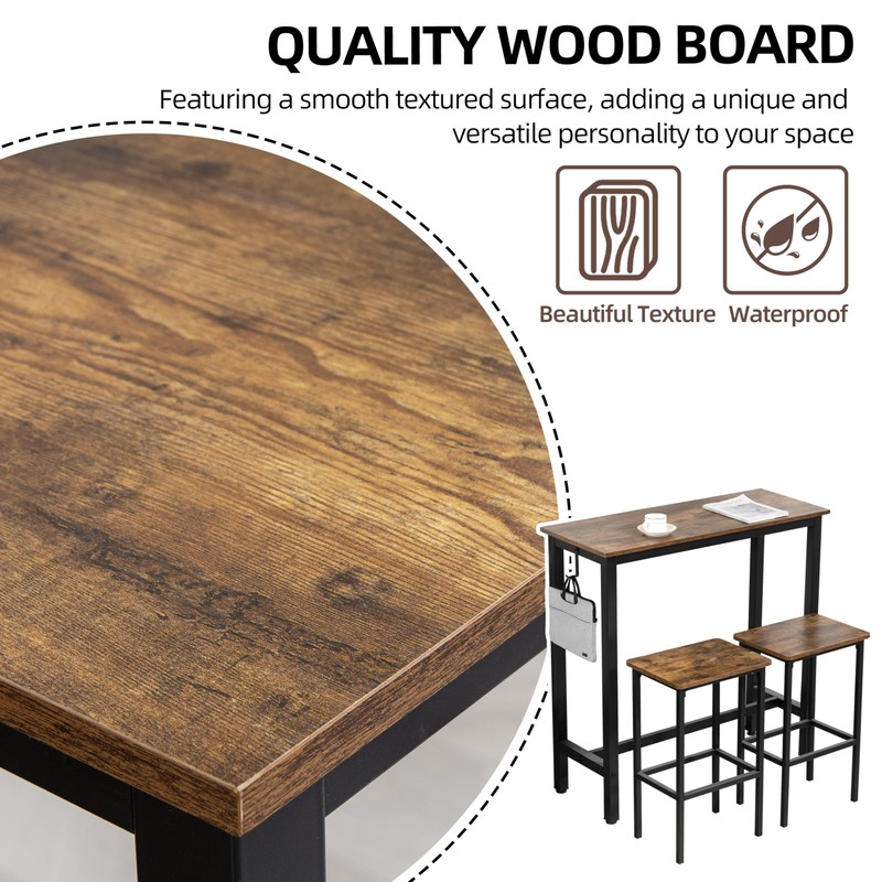 Finnhomy Bar Table Set, 39.3" Pub Table High Top Table,