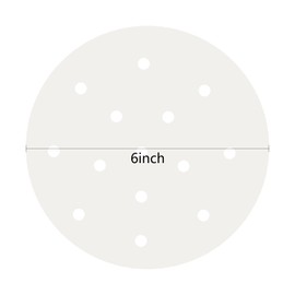 Teqooza Bamboo Steamer Liner, 6" Diameter Round Air Fryer Parchment Paper with Holes, White Anti-Stick Steamer Paper, 50 Pcs