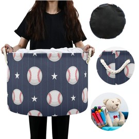 DOMIKING Large Storage Basket for Toys Basketball Baseball Sport Storage Bin Box Laundry Basket for Home Decor, Pet Toy, Blankets