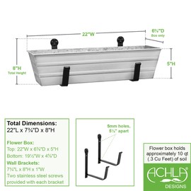 Achla Designs Small White Flower Box with Wall Brackets