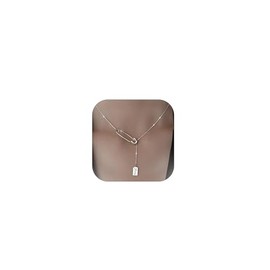 ALRNBY Silver Safety Pin Necklace for Women Dainty Lucky Block Pendant Choker Punk Hip Hop Rock Necklace Vintage Jewelry Gift Valentine's Day