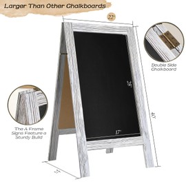 TEAKMAMA Chalkboard Signs 40x20 Standing A Frame Chalk Board Easel Sign Sandwich Board Signs Outdoor, Double Sided Blackboard for Business, Cafe, Weddings, White
