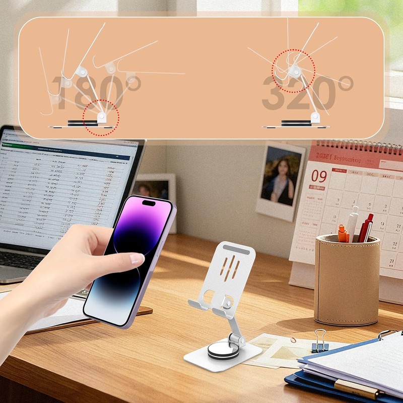 Hianjoo Soporte para Celular Ajustable de Aluminio Soporte de Escritorio