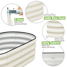 SnugNiture SnugNiture Galvanized Raised Garden Bed Outdoor, 2 Pcs 4x2x1ft Oval Metal Planter Box for Planting Plants Vegetables, White