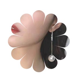 Aneneiceera Boho Long Pearl Rhinestone Earrings Vintage Gold Tassel Pearl Drop Earrings Large Pearl Earrings Crystal Chain Ball Earrings Statement Wedding Prom Earrings for Women Girls, Pearl