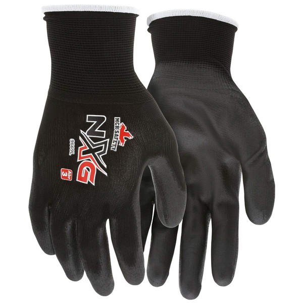 MCR Safety 9669L, 13 Gauge Black Nylon Shell, Blk PU