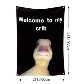 Welcome to My Crib Flag 2x3 Feet Funny Flags for Room Durable Man Cave Wall Flag with Brass Grommets for College Dorm Room Decor,Outdoor,Parties