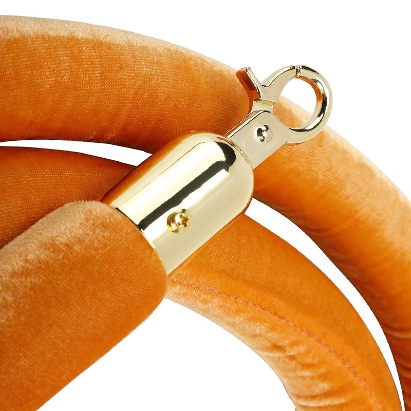 NovelBee 4pcs Orange Velvet Stanchion Ropes with Gold Hooks,5 Feet