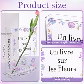 HAOWANWW Acrylic Book Vase Book Shaped Vase Clear Book Vase for Flowers Book Flower Vase Book Shelf Decor Book Lovers Gifts A Book about Flowers Vase for Centrepieces Home Office Living Room Table