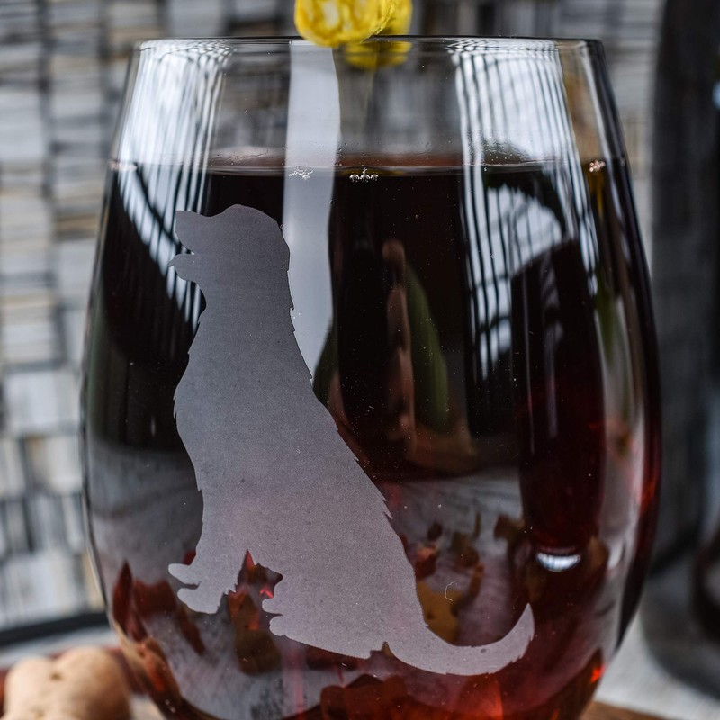 Golden Retriever Stemless Wine Glasses (Set of 2) | Unique