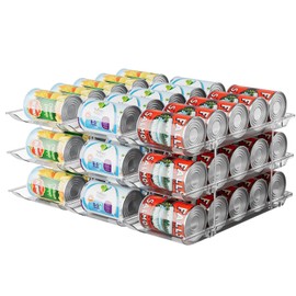 VEGEVIGI Can Storage Organizer for Pantry, Can Holders For Pantry, Canned Goods Food Dispenser, Clear Plastic Soup Can Shelf Rack, 3 Ties