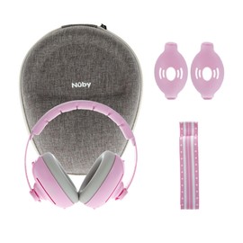 Nuby Soft Sounds 2-in-1 Noise-Canceling Baby Earmuffs with Travel Case - Adjustable Noise Protection for Infants and Toddlers - Pink