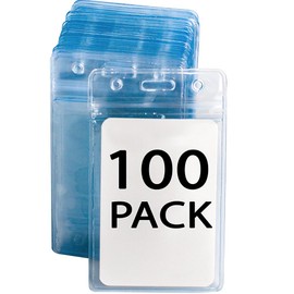 Clear ID Badge Holders for Name Badge Holder Name ID Badge Holder for Lanyard (100 Pieces Vertical)
